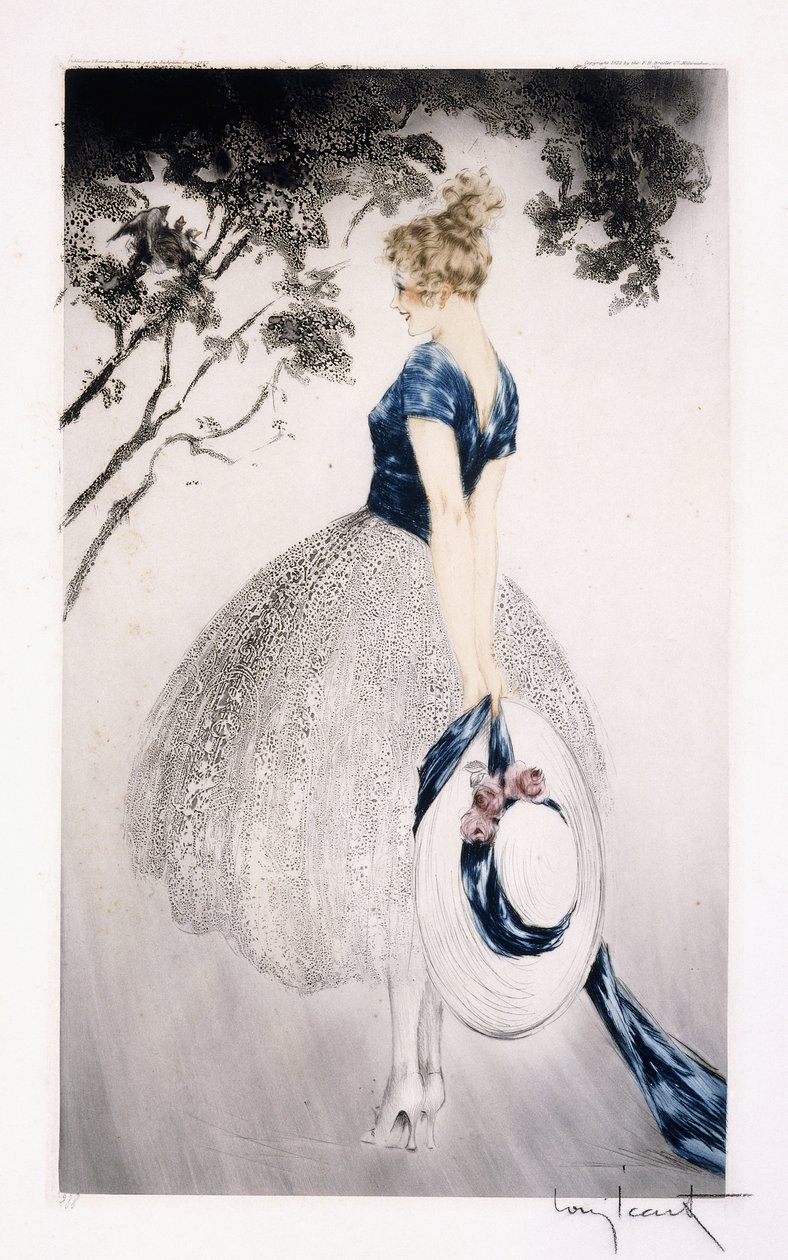 No ninho, c.1922 (gravura e ponta seca) de Louis Icart