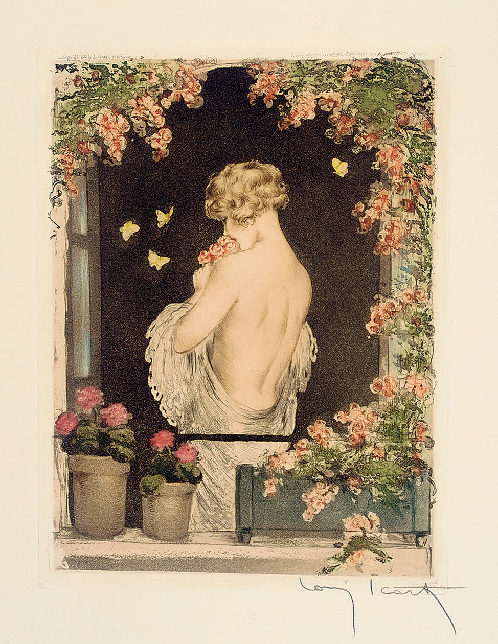 As Quatro Estações: Verão, c.1928 (ponto seco colorido à mão & aquatint) (ver também 745548-51) de Louis Icart