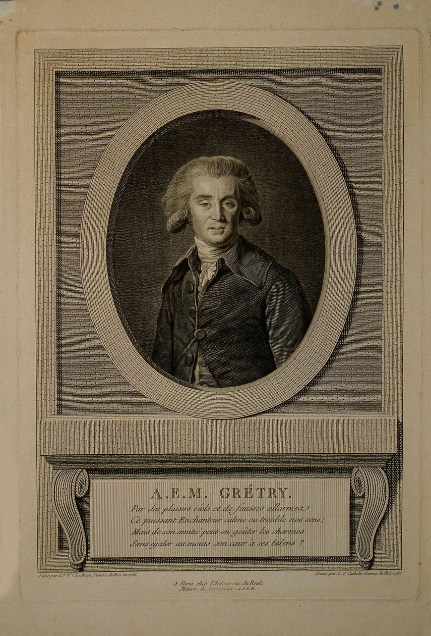 Retrato do compositor André Ernest Modeste Grétry 1741-1813, 1786. de Louis Jacques Cathelin