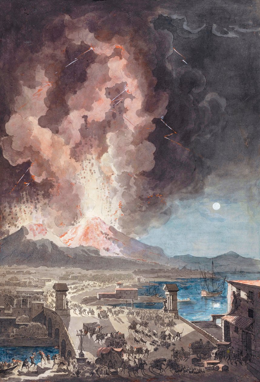 Erupção do Monte Vesúvio, Itália, em 1779. de Louis Jean (after) Desprez