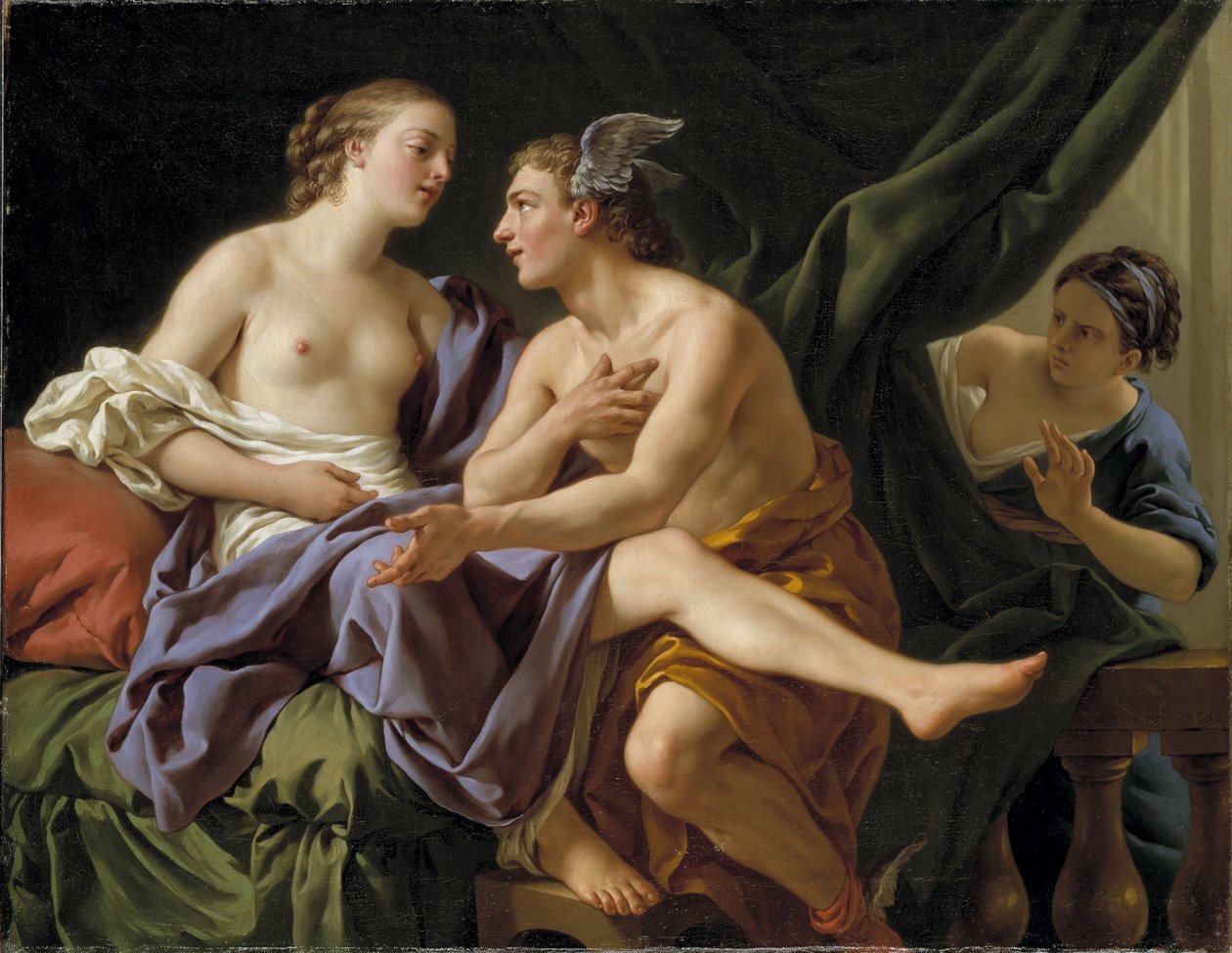 Mercure, Herse et Aglaure - Mercúrio, Herse e Aglaurus, de Lagrenee, Louis-Jean-Francois (1725-1805). Óleo sobre tela de Louis Jean François Lagrenée
