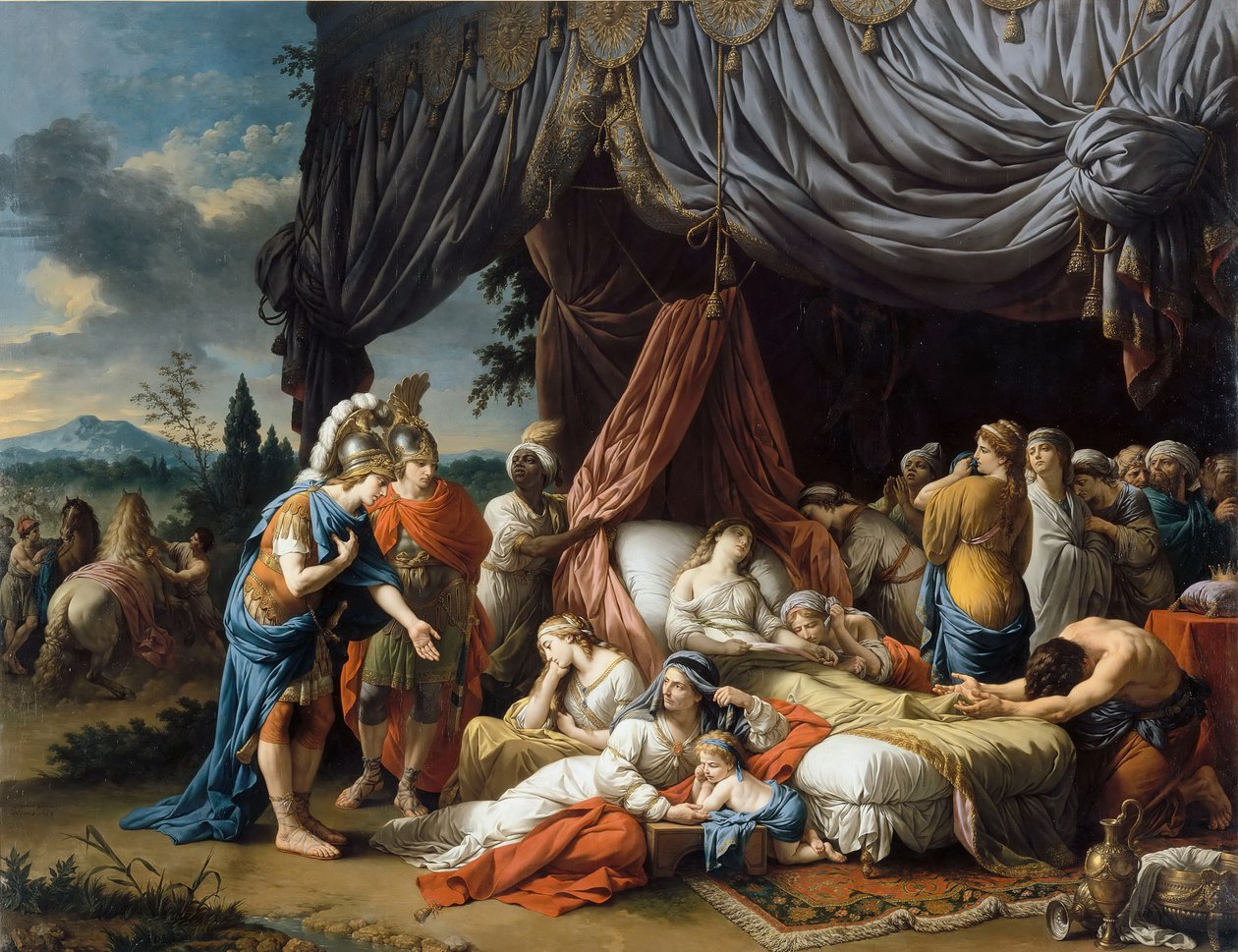 Alexandre, o Grande, e Hefestão no leito de morte da esposa de Dario III de Louis Jean François Lagrenée