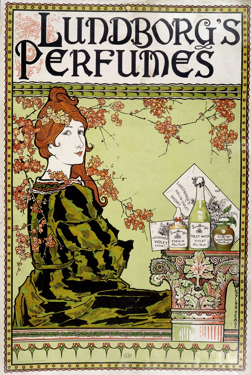 Avanço da fragrância "Lundborg" - por Rhead, v.1895 de Louis John Rhead