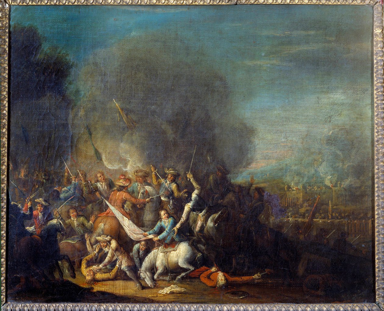 Battle Scene Painting by Louis Joseph Watteau dit Watteau de Lille (1731-1798) de Louis Joseph  Watteau