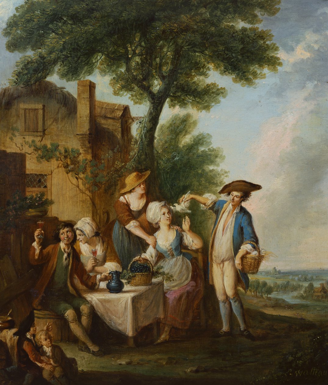 A Pomba Pretty (óleo sobre tela) de Louis Joseph (1731 98) Watteau