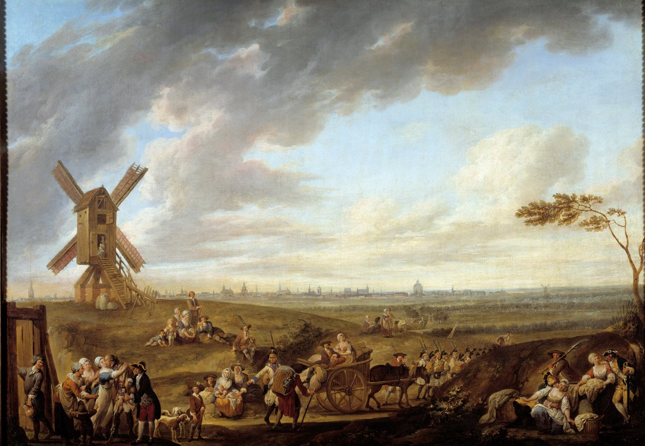 Vista de Lille tirada do deus de Marcq. Pintura de Louis Joseph Watteau dit Watteau de Lille (1731-1798) de Louis Joseph  Watteau