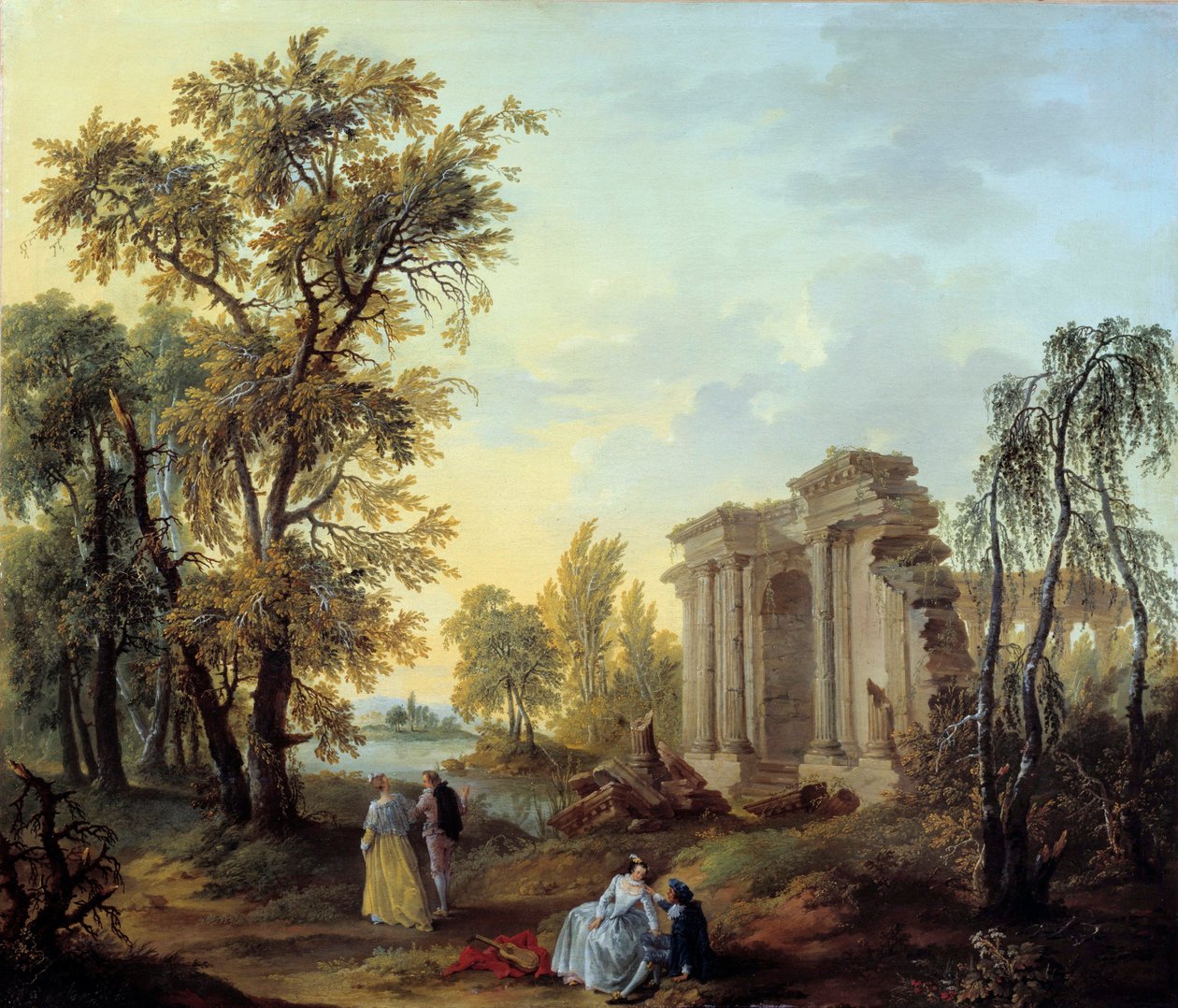 Caminhada Champetre Pintura de Louis Joseph Watteau dit Watteau de Lille (1731-1798) Século XVIII. Sol 1,02x0,8 m Marselha, musee des Beaux Arts de Louis Joseph  Watteau