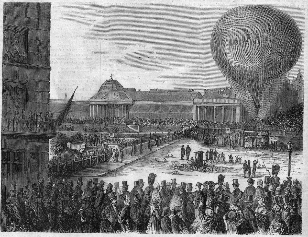 Ascensão da bola "Le Giant" em Bruxelas no dia 26 de Setembro de Louis Joseph Ghemar