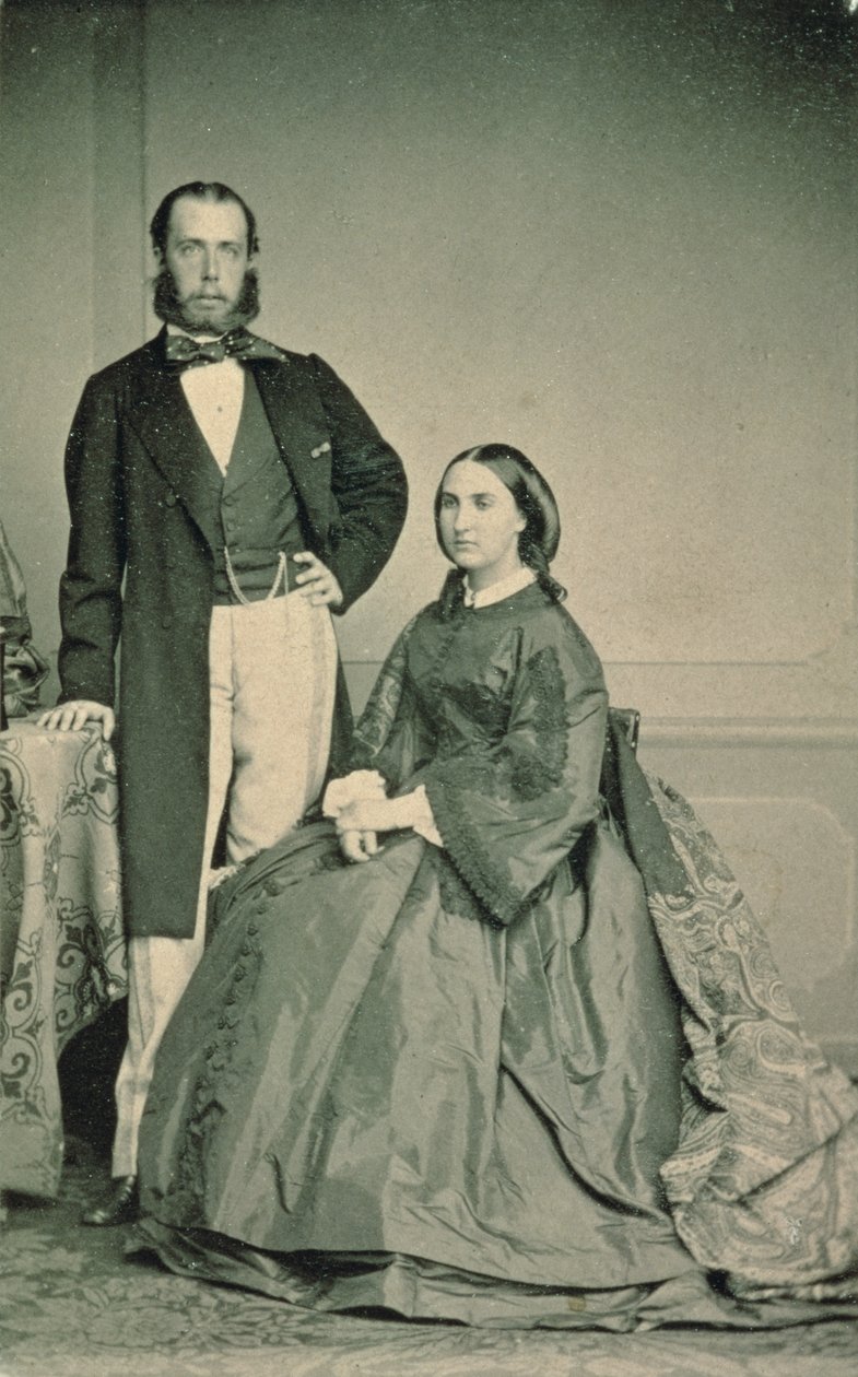 Maximiliano de Habsburgo-Lorena (1832-1867) e Charlotte Saxe-Coburgo-Gotha (1840-1927), Imperador e Imperatriz do México, antes de sua partida para o México, 1864 de Louis Joseph Ghemar