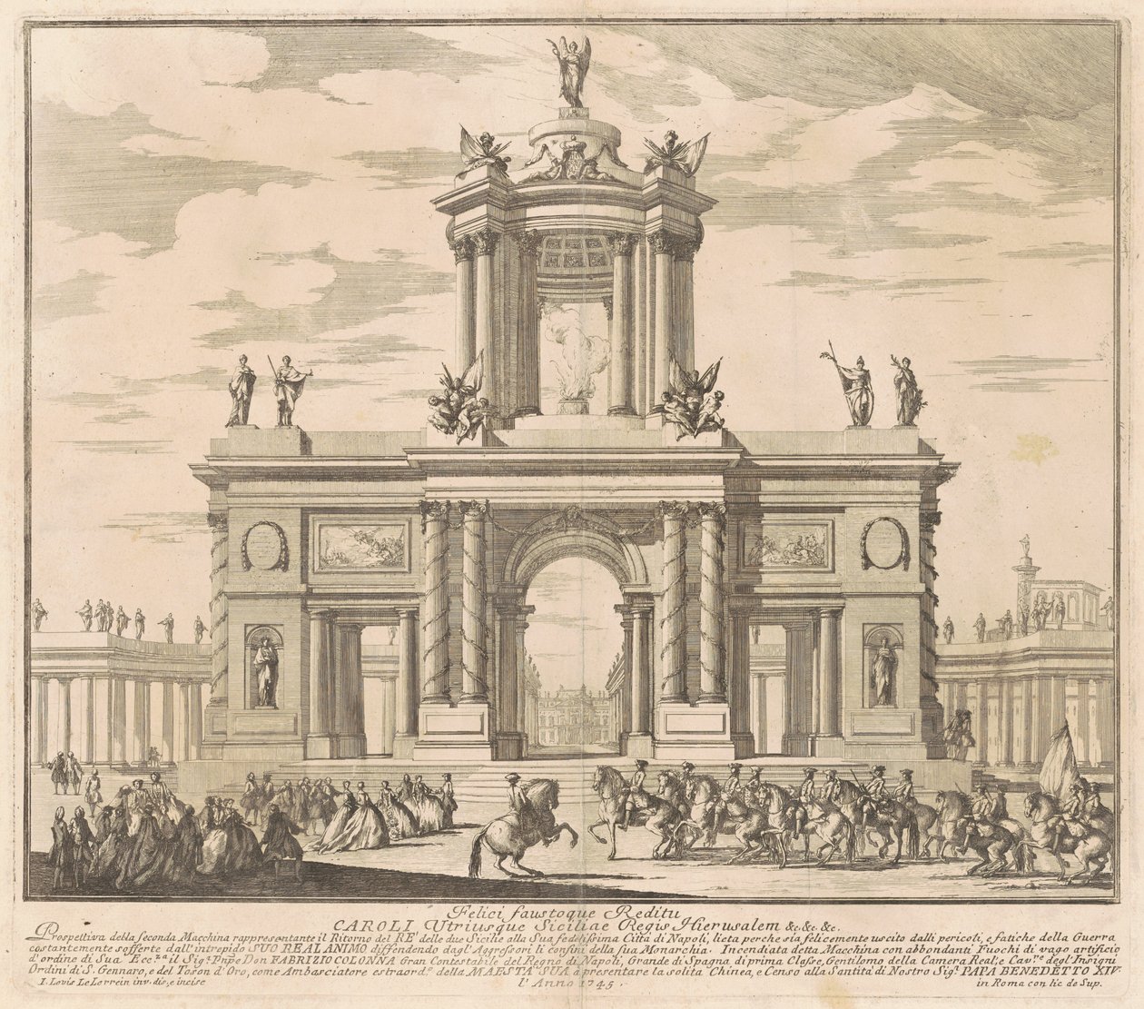 A Seconda Macchina para a Chinea de 1745: Arco do Triunfo para o Retorno do Rei Carlos de Bourbon a Nápoles de Louis Joseph Le Lorrain