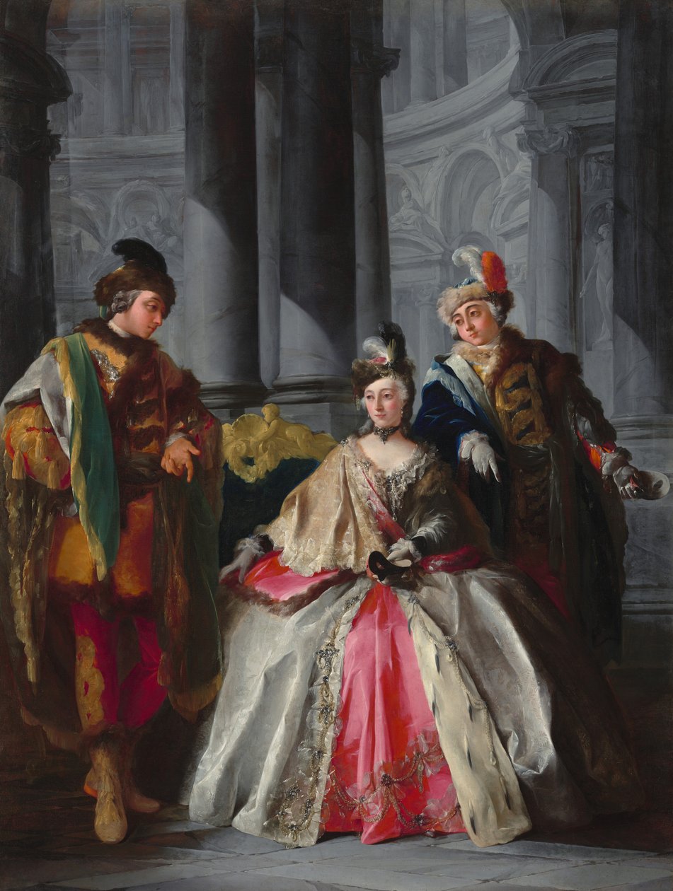 Three Figures Dressed for a Masquerade, c. 1740s. de Louis Joseph Le Lorrain