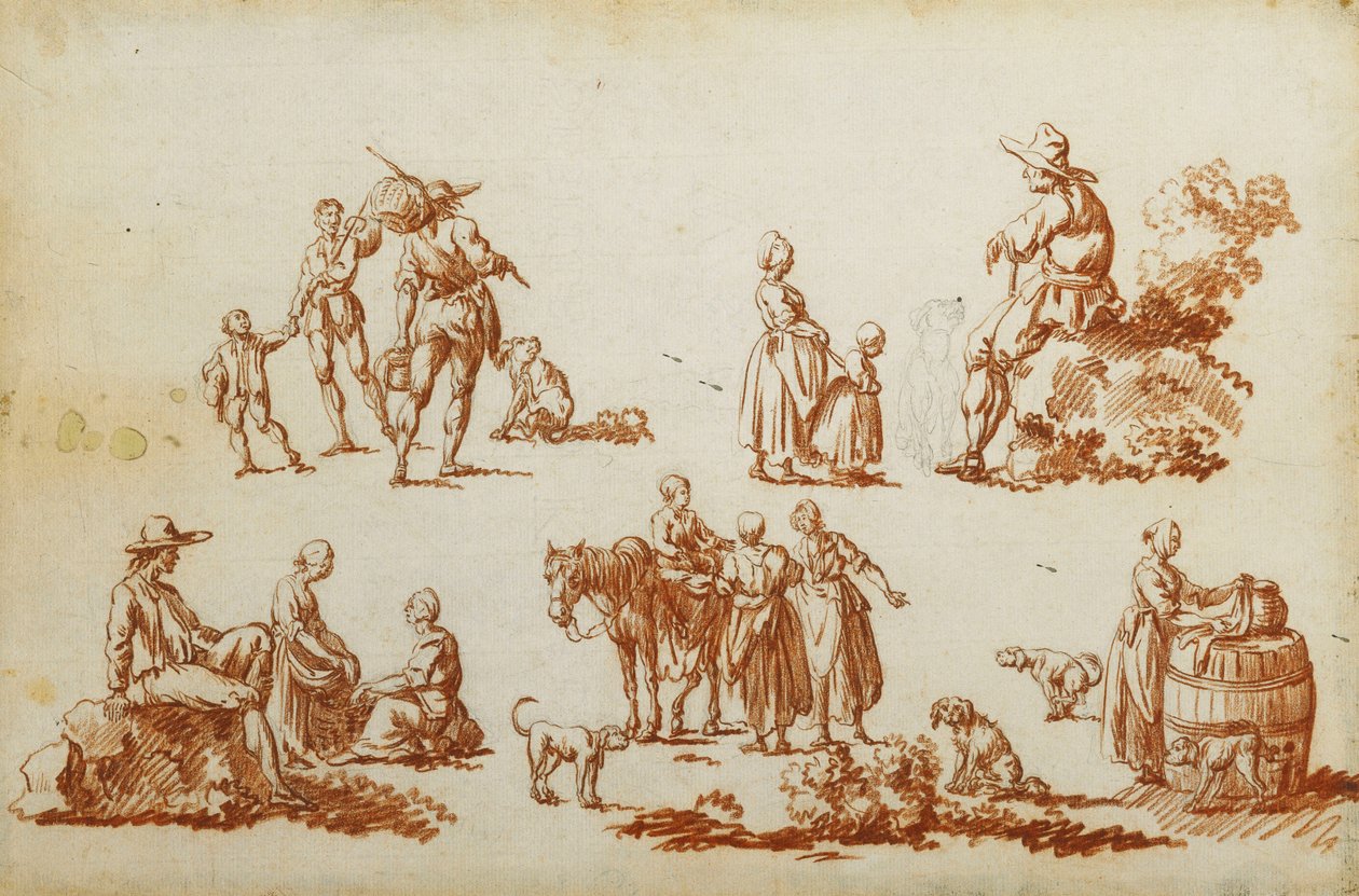 Estudos de Figuras e Animais, de Francois Louis Joseph Watteau