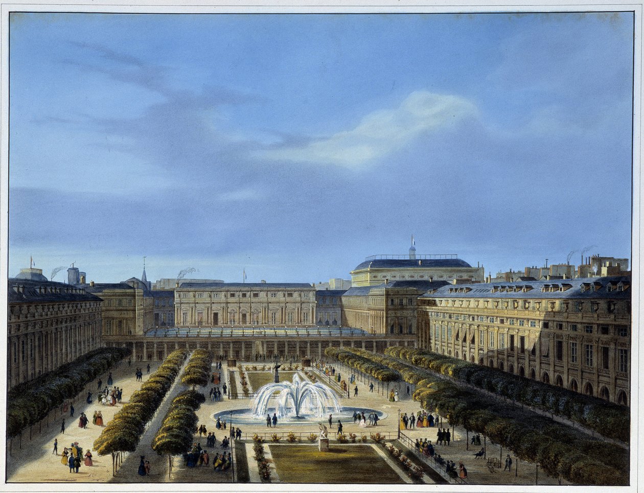 O jardim do Palais-Royal - em "Paris em 1837" por Arnout de Louis Jules Arnout