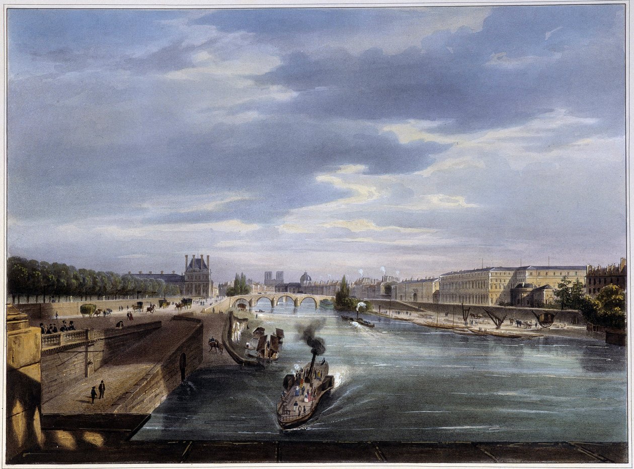 Le pont Royal - em "Paris en 1837" por Arnout de Louis Jules Arnout