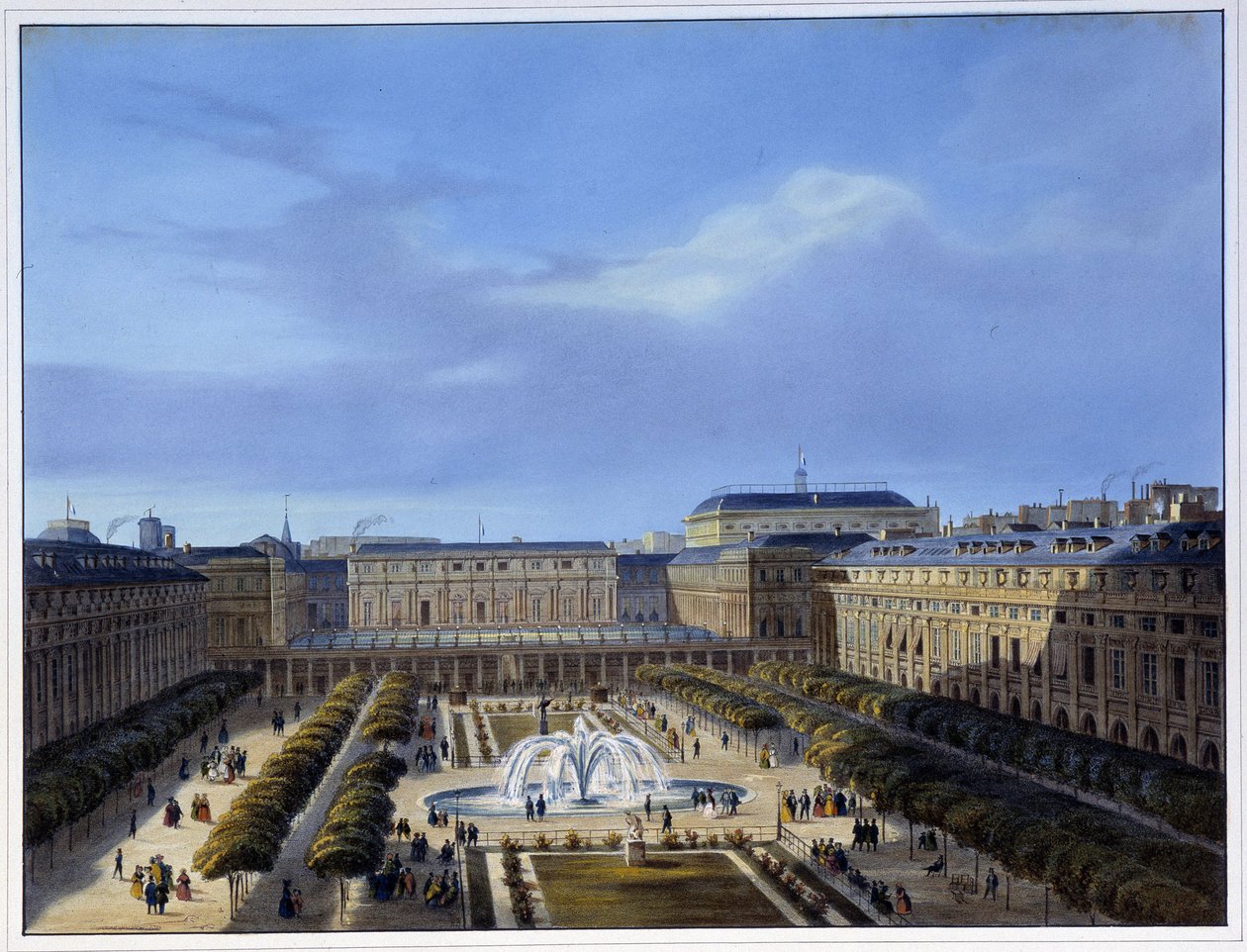 Vista do Jardim do Palácio Real - em "Paris en 1837" por Arnout de Louis Jules Arnout