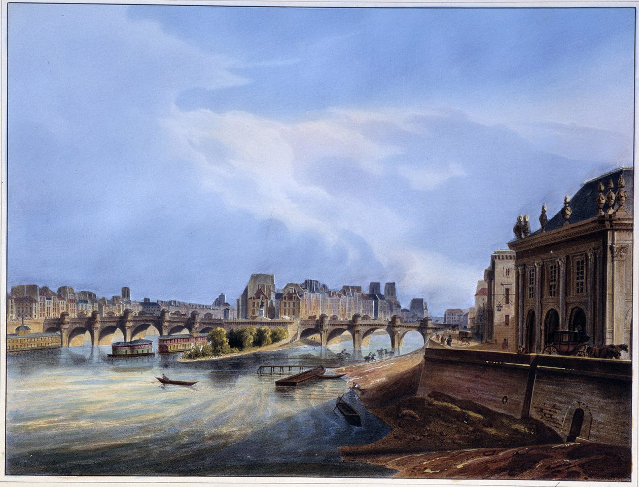 Vista da ponte Neuf - em "Paris en 1837" por Arnout de Louis Jules Arnout