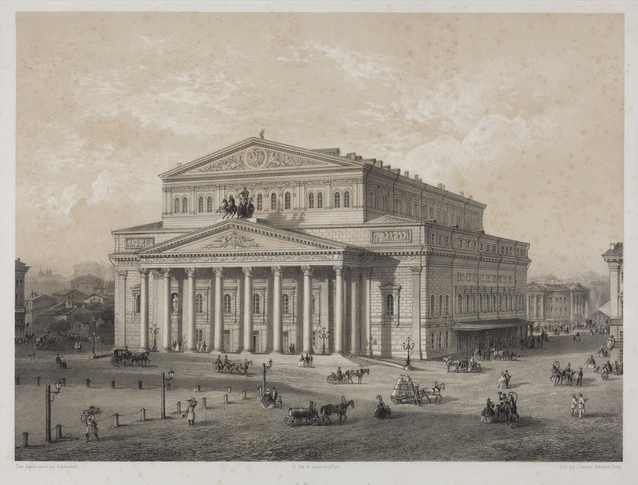 Bolchoi - The Bolshoi Theatre in Moscow, de Jacottet, Louis Julien (1806-?). Litografia de Louis Julien Jacottet