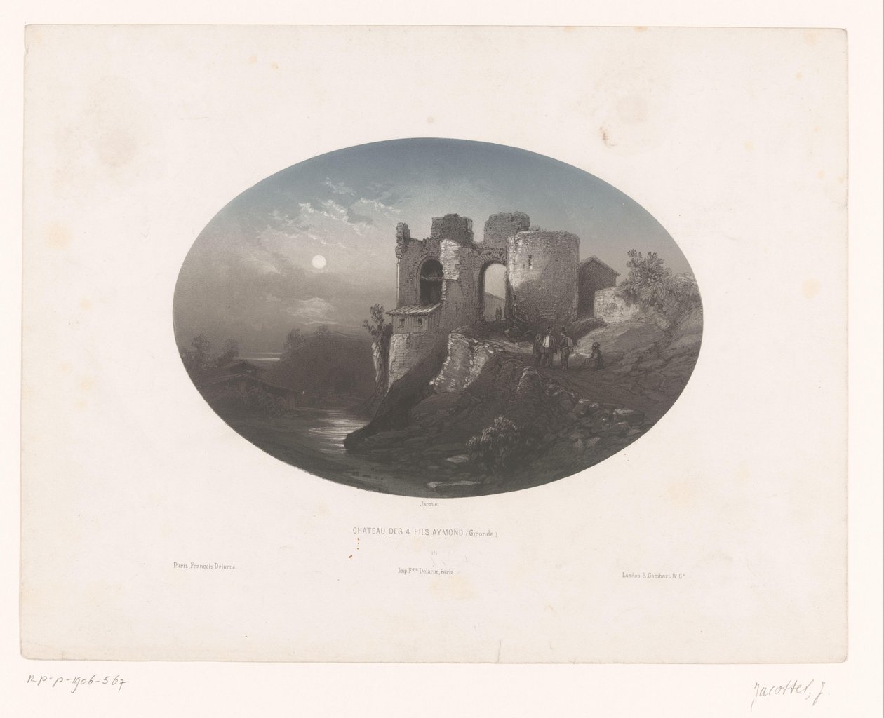 Vista das ruínas do Château des Vier Heemskinderen
Château des 4 fils Aymond (Gironde) (título sobre o objecto) de Louis Julien Jacottet