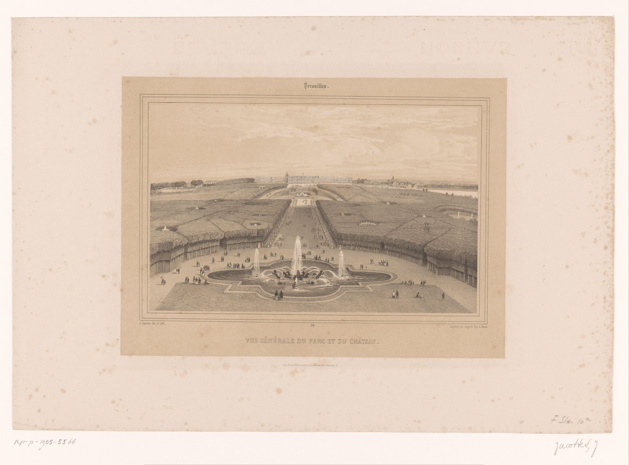 Vista dos jardins de Versailles
Vue générale du Parc et du Château (título sobre o objecto)
Vistas em Paris e arredores (título da série)
Versailles (título da série sobre o objecto) de Louis Julien Jacottet