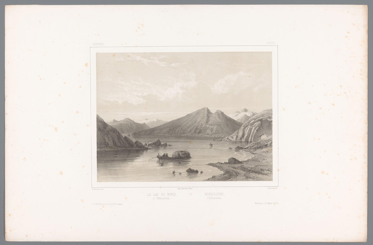 Vista do Lago Norsjø em Telemark
Le lac du Nord à Tellemarken / Nordsjóen i Tellemarken (título sobre o objecto)
Faces na Escandinávia (título da série)
Vues du Nord. Norvège (título da série) de Louis Julien Jacottet