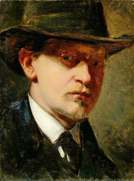 Auto-retrato com chapéu (óleo sobre tela) de Louis Kolitz