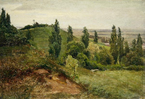 A encosta oeste do Doernberg, perto de Kassel (óleo sobre tela sobre papelão) de Louis Kolitz