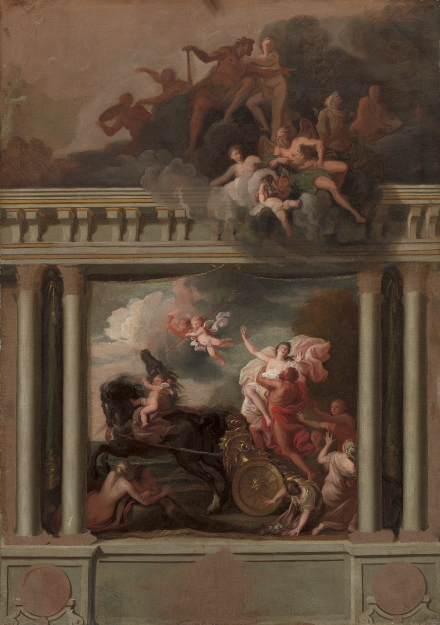 The Rape of Proserpine, desenho para a escadaria da Devonshire House, Londres de Louis Laguerre
