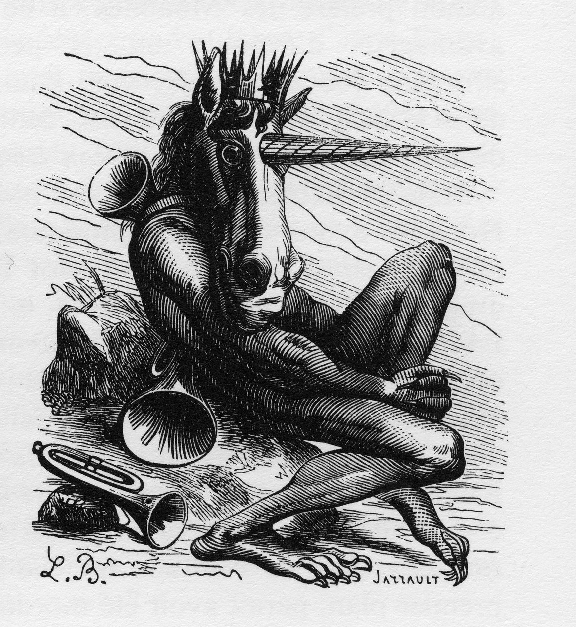 AMDUSCIAS demônio no Ars Goetia - Amdusias - demônio derivado das crenças goetie (arte e prática da invocação de demônios) - em "The infernal dictionary" de Collin de Plancy - Gravação de L. Breton. Paris de Louis Le Breton