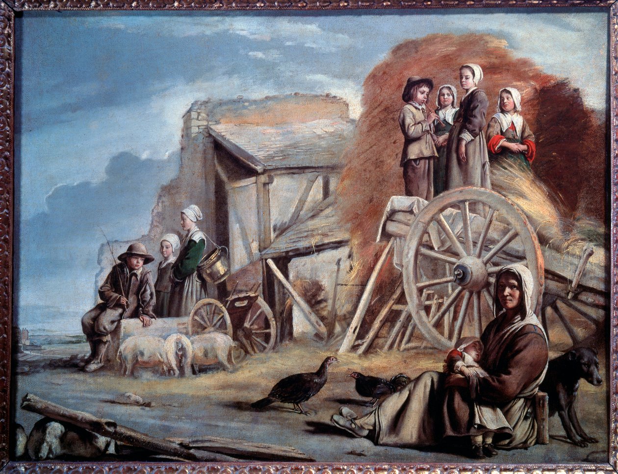 O carrinho ou o retorno do feno - óleo sobre tela de Louis le Nain