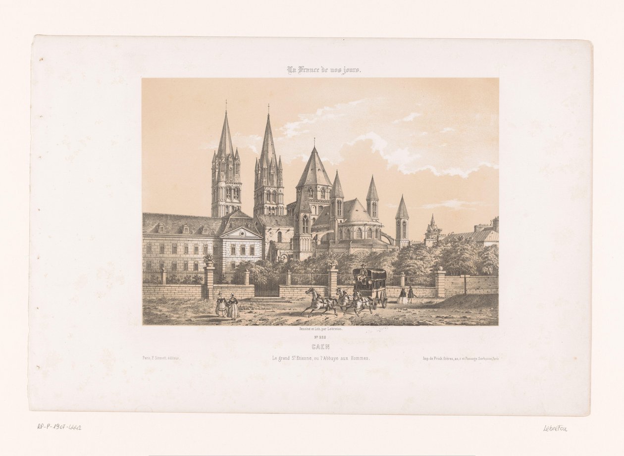 Zicht op de Abbaye aux Hommes met de Église Saint-Étienne te Caen
Caen. O grande Santo Estêvão, ou a Abadia dos Homens (título sobre o objecto)
Hedendaags Frankrijk (título da série)
La France de nos jours (título da série sobre o objecto) de Louis Le Breton