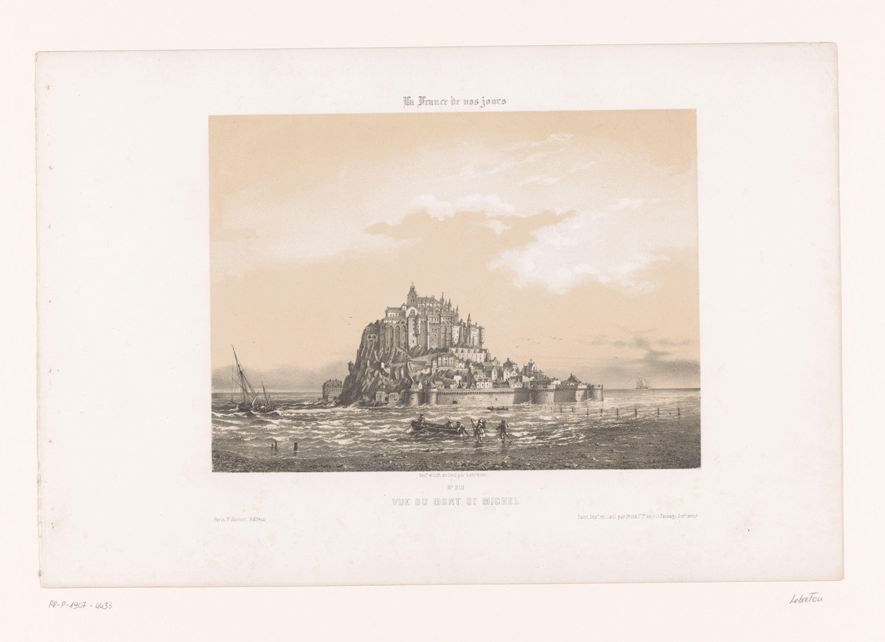 Vista de Mont-Saint-Michel
Vue du Mont St. Michel (título sobre o objecto)
França Contemporânea (título da série)
La France de nos jours (título da série sobre o objecto) de Louis Le Breton