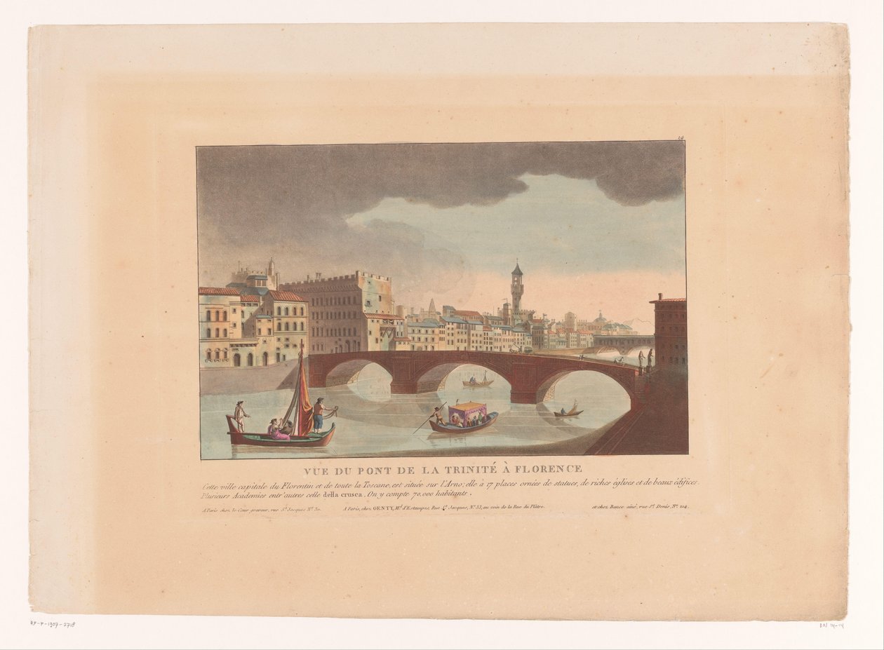 Vista da Ponte Santa Trinita em Florença
Vue du Pont de la Trinité à Florence (título sobre o objecto)
Cityscapes em Itália, Espanha e Egipto (título da série) de Louis Lecoeur