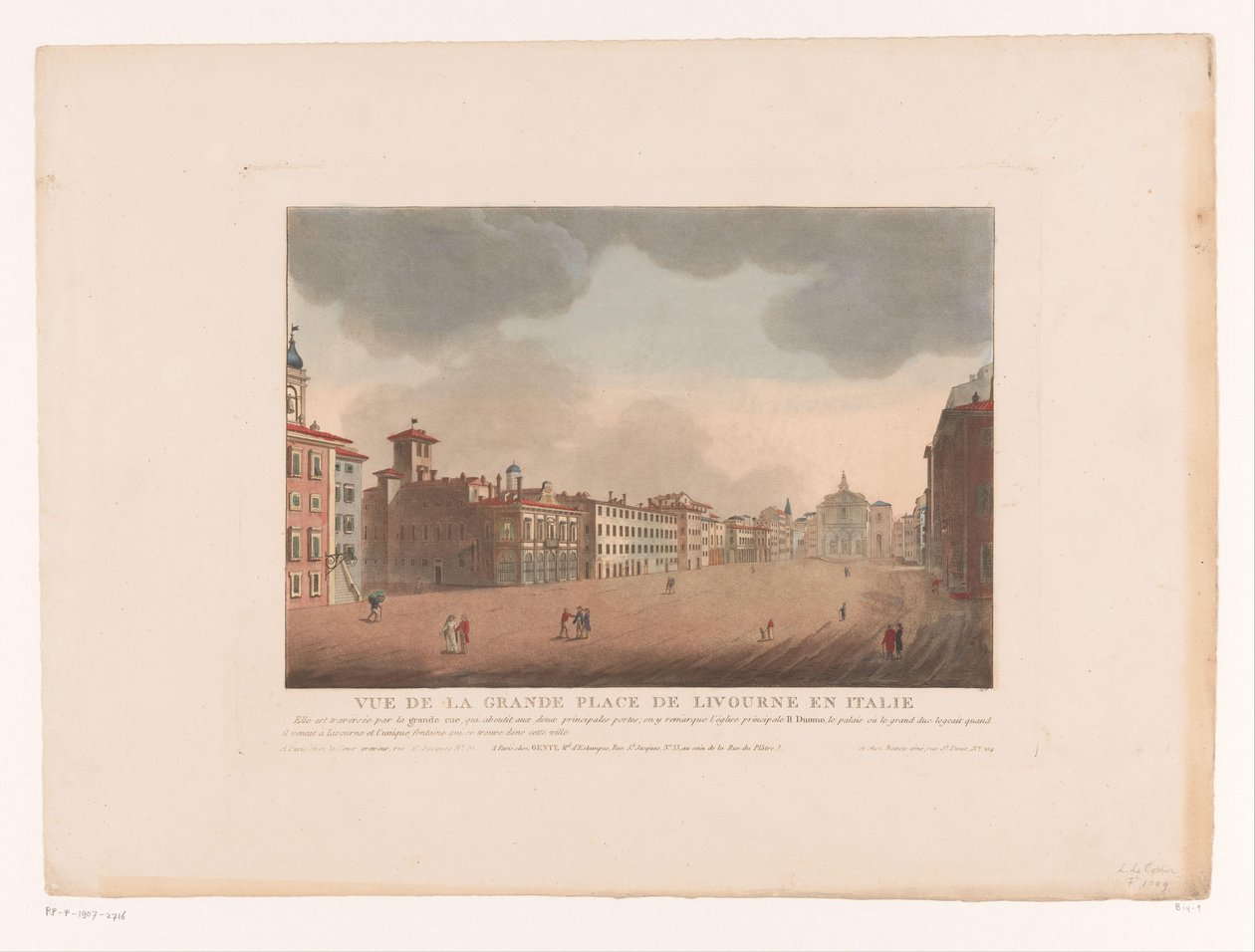 Vista da Piazza Grande em Livorno
Vue de la Grande Place de Livourne en Italie (título sobre o objecto)
Cidades em Itália, Espanha e Egipto (título da série) de Louis Lecoeur