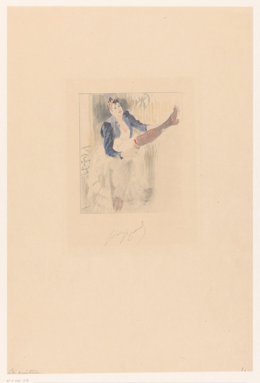 Dançarina de cancan tocando violão na perna La guitare (título no objeto) de Louis Legrand (signed by artist)