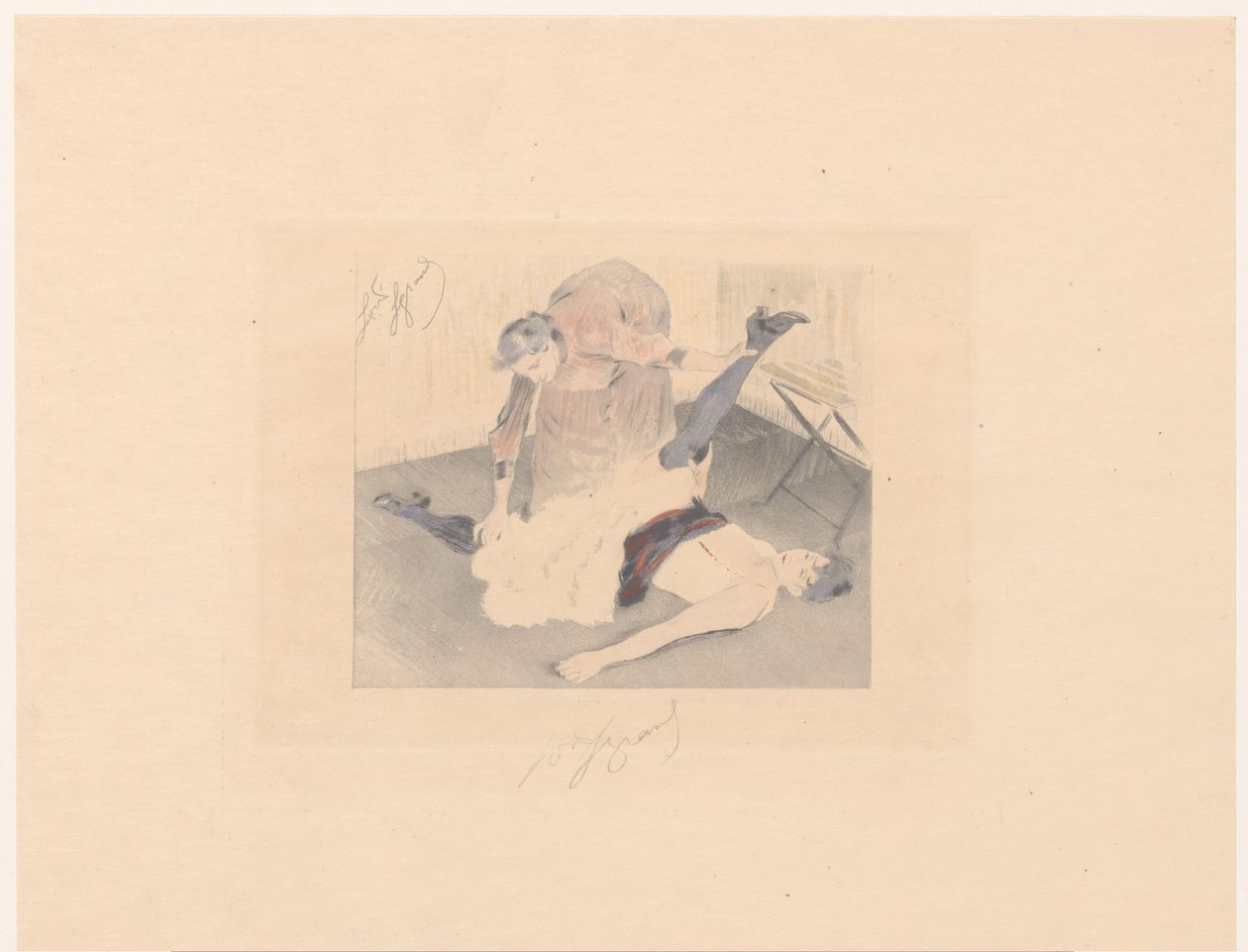 Exercício de flexibilidade de um dançarino de cancan
Brisement à terre de Louis Legrand (signed by artist)