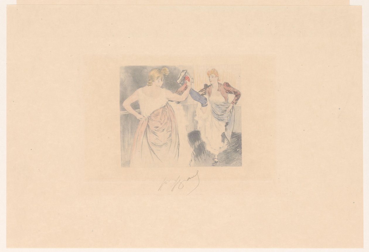 Duas dançarinas de cancan com as pernas levantadas
Le croisement de Louis Legrand (signed by artist)