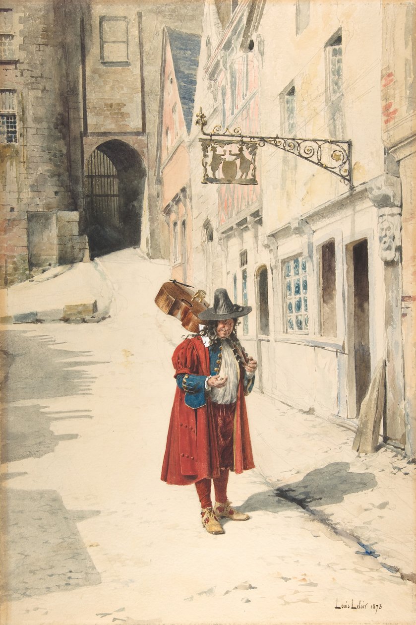 Wandering Minstrel, Old Nuremberg, 1843-84. de Louis Leloir