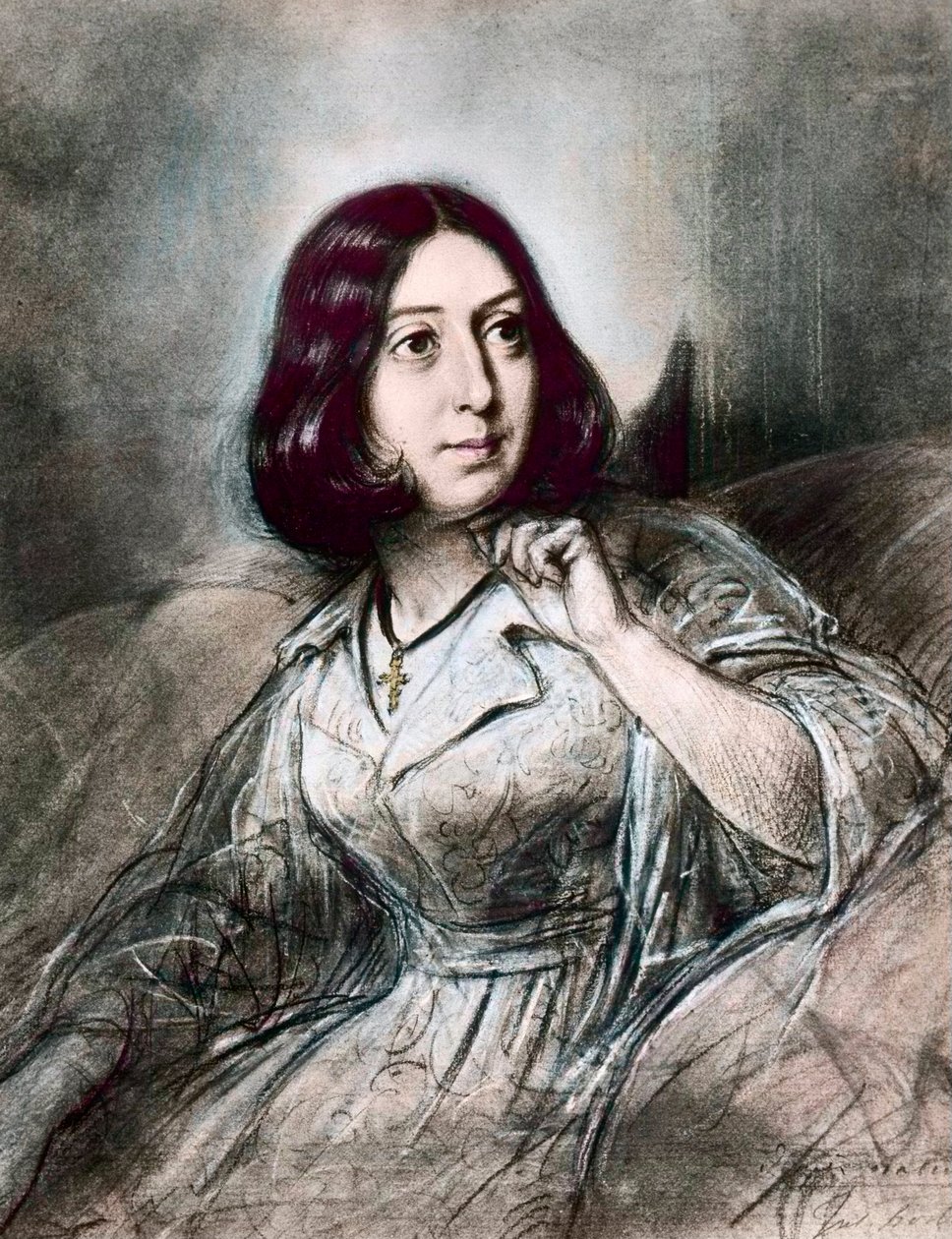 Retrato de George Sand depois de Louis Leopold Boilly de Louis Leopold (after) Boilly