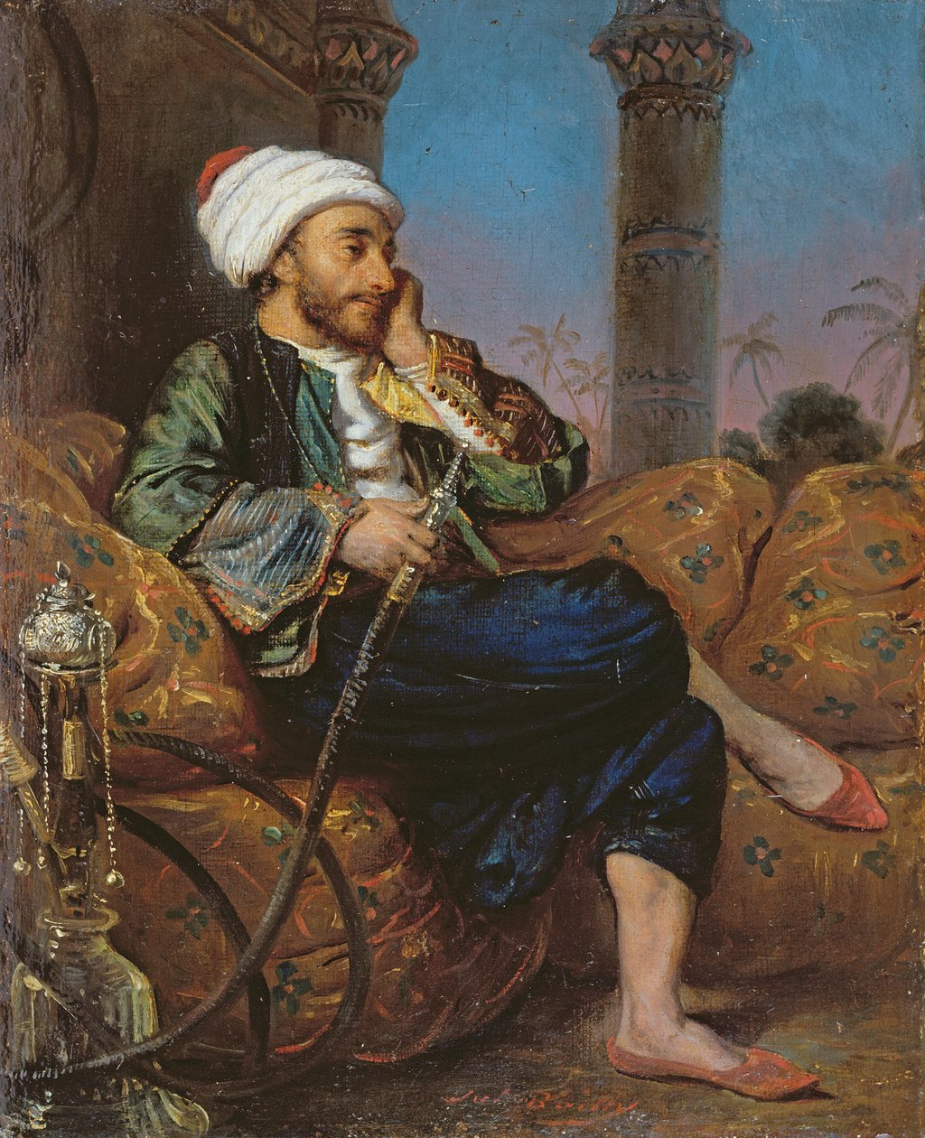 Um homem egípcio fumando um cachimbo de água de Louis Leopold Boilly