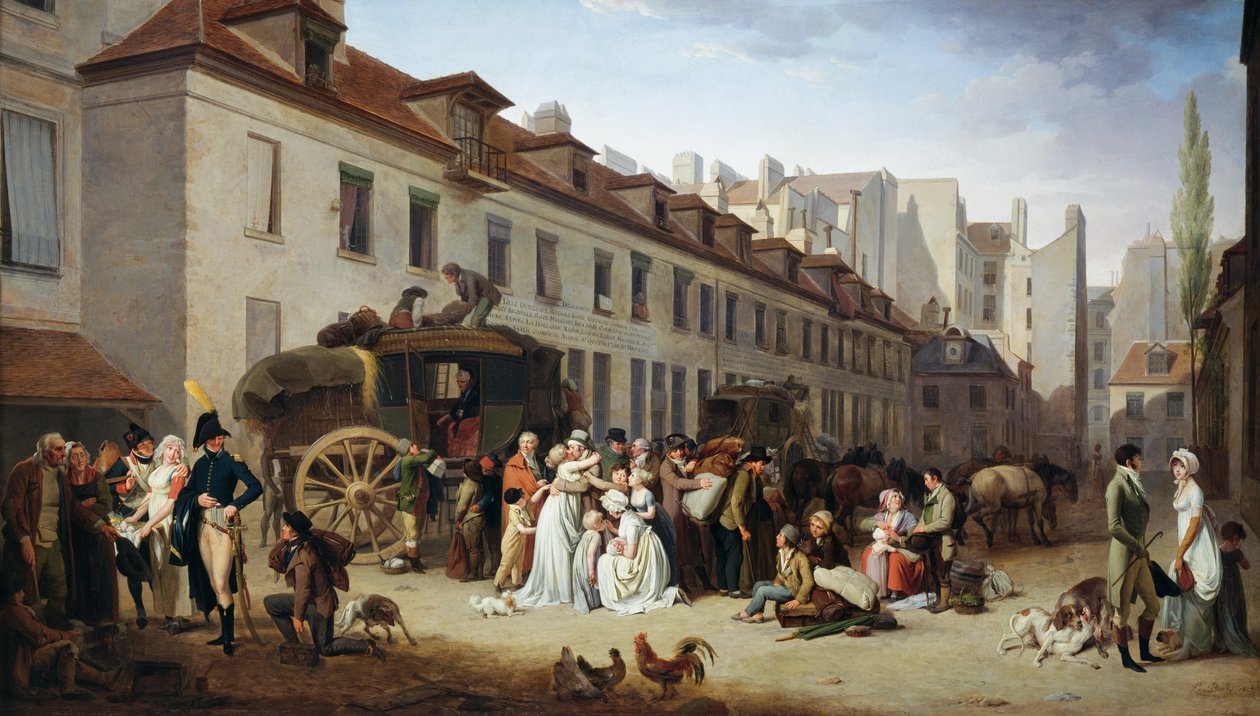 Chegada da diligência no pátio da Messageries de Louis Leopold Boilly