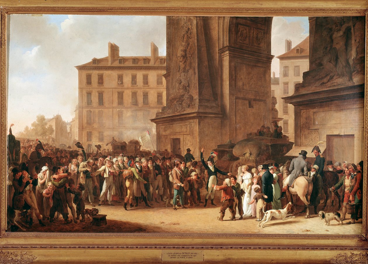 Partida de recrutas em Porte Saint Denis em Paris para lutar nas guerras napoleónicas de Louis Leopold Boilly