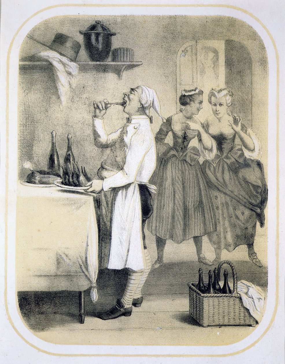 Gula na Cozinha, de uma série de gravuras que retratam os Sete Pecados Mortais, c.1850 de Louis Leopold Boilly
