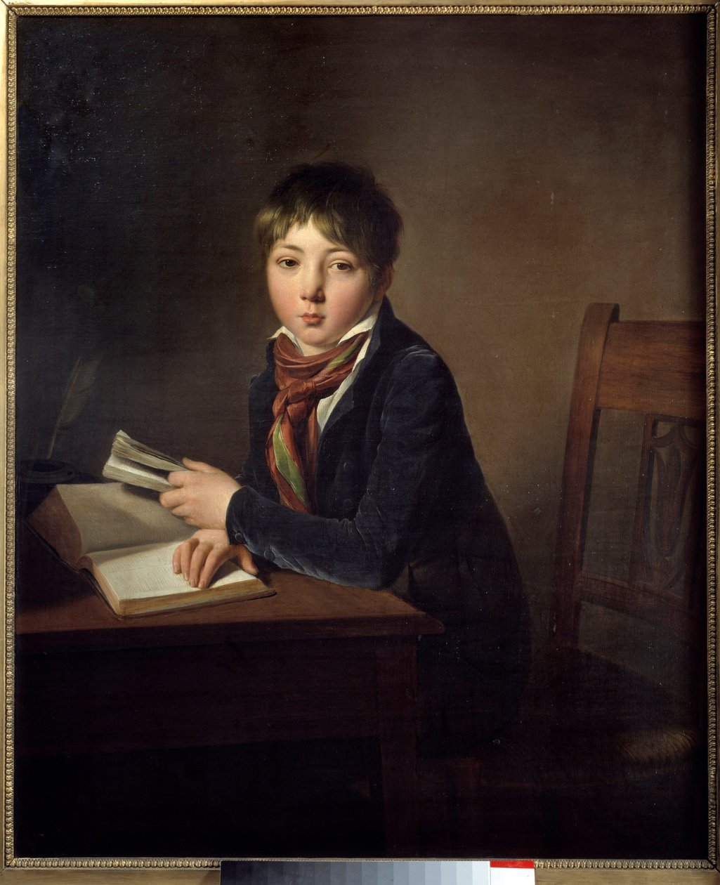 Jules Boilly (1796-1874) criança um livro em pintura manual de Louis Leopold Boilly (1761-1845) 1808 Sun. 0,98x0,8 m Lille, Musee des Beaux Arts. de Louis Leopold Boilly