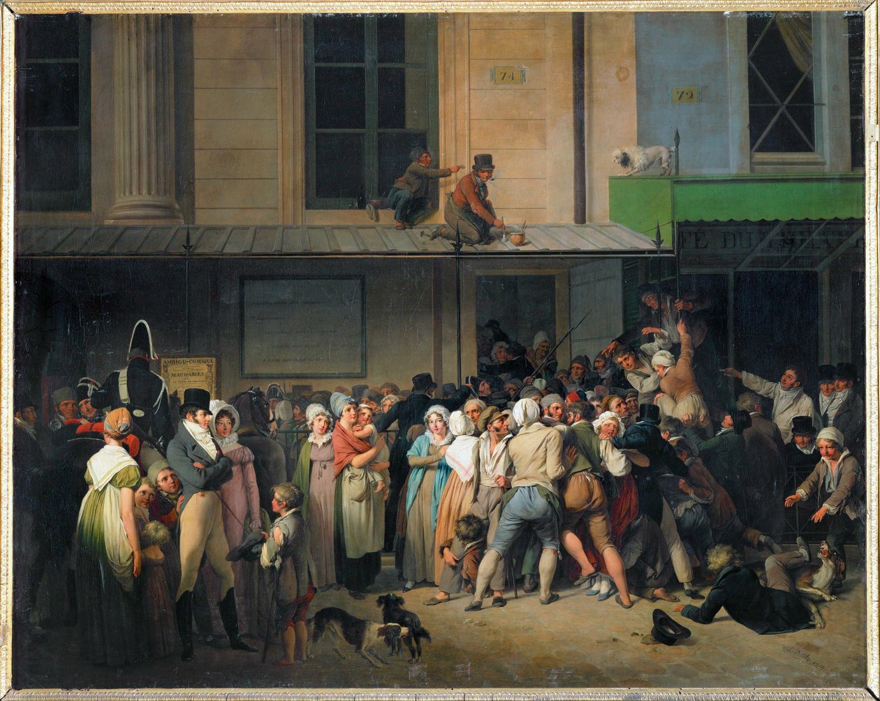 Entrada para um espetáculo gratuito no teatro Ambigu-Comique ... de Louis Leopold Boilly