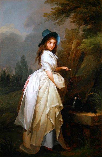 Senhora a brincar com o seu cão (óleo sobre tela) de Louis Leopold Boilly