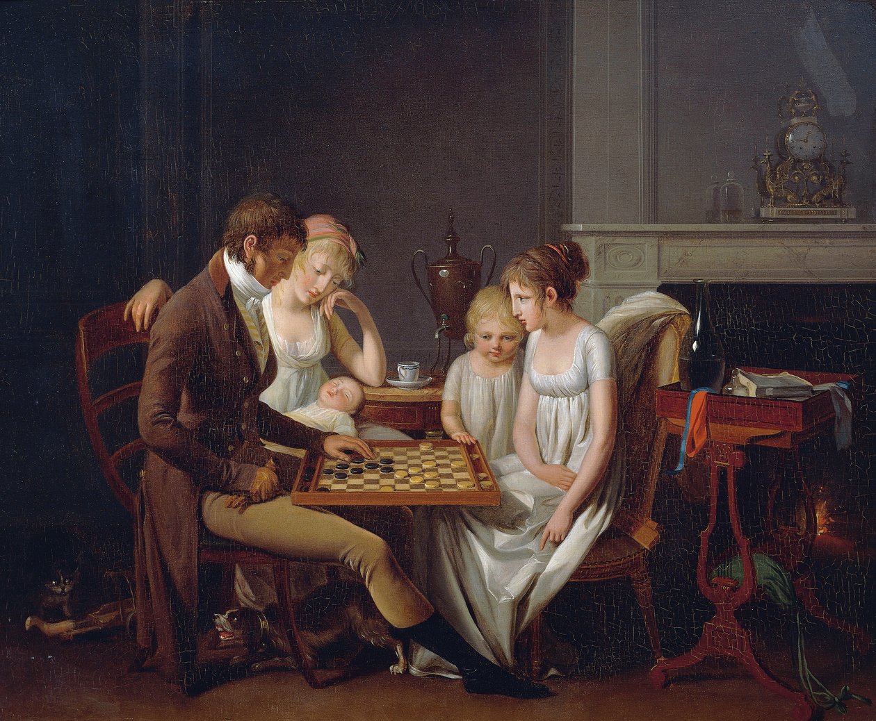 Pintura de jogo familiar de damas, ca. 1803, de Louis Leopold Boilly (1761-1845), óleo sobre tela, França de Louis Leopold Boilly