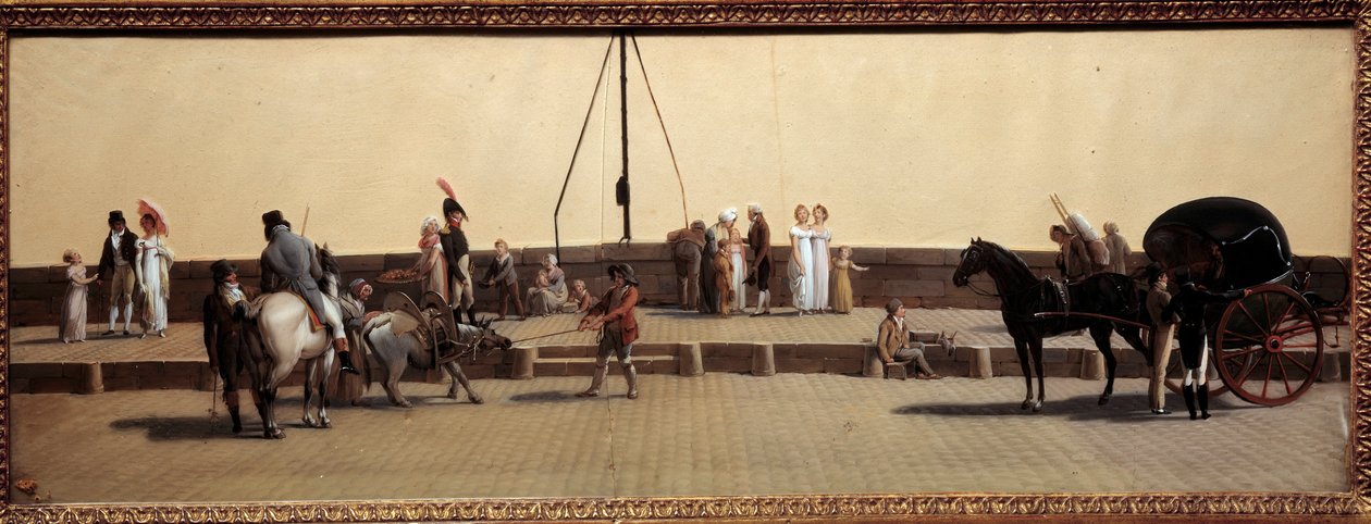 Passage du Pont Royal a Paris Pintura de Louis Leopold Boilly (1761-1845) 1800 Sun. 0,25x0,69 m Paris, Musee Carnavalet. de Louis Leopold Boilly