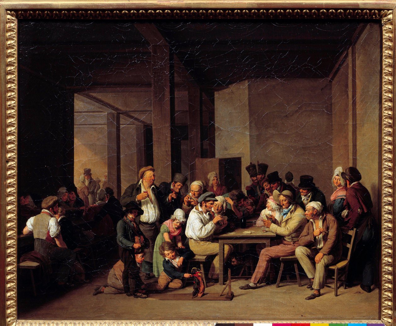 Players in a Cabaret Painting by Louis Leopold Boilly (1761-1845) Século XIX. Dim: 0,37x0,47m. de Louis Leopold Boilly