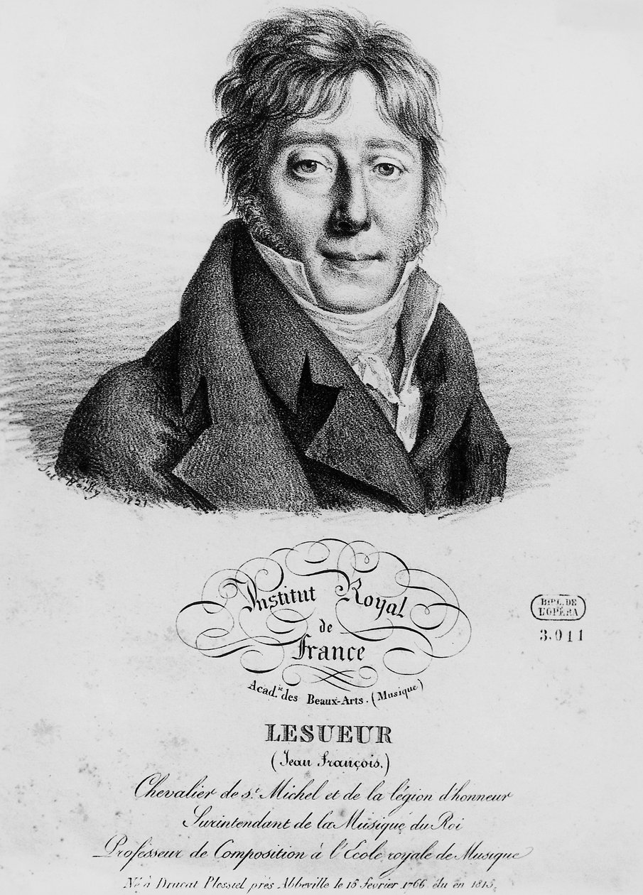 Retrato de Jean-Francois Lesueur (1760-1837), compositor francês, gravura de Louis-Leopold Boilly (1761-1845) de Louis Leopold Boilly