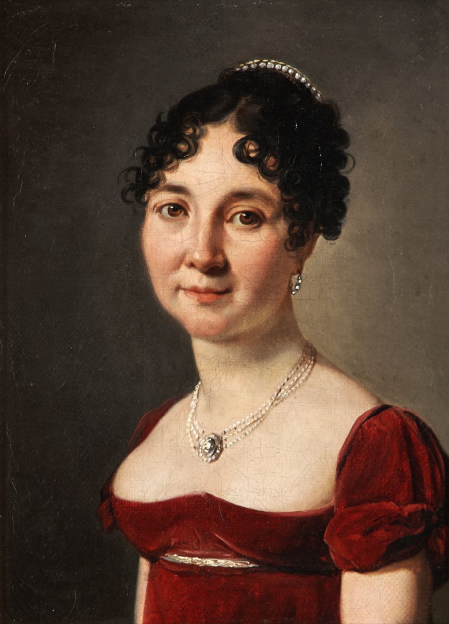 Retrato de uma mulher num vestido de veludo vermelho de Louis Leopold Boilly